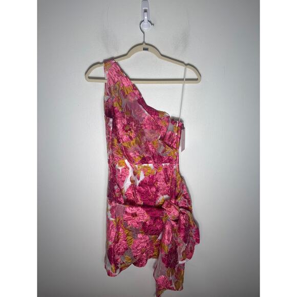 NWT Hello Molly Pink Floral One Shoulder Mini Dress Sz 4 - Picture 2 of 2